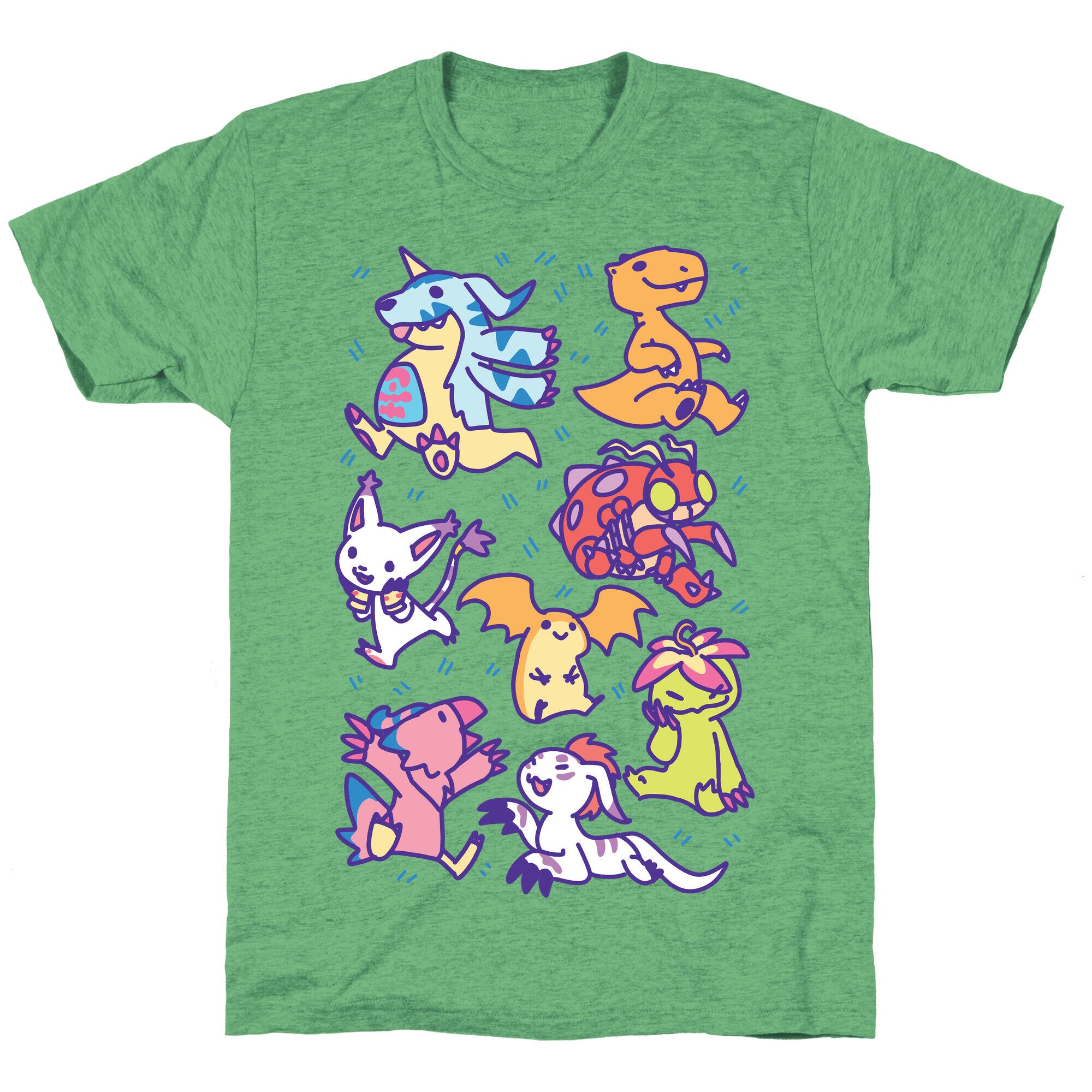 Digital Monsters Pattern Unisex Triblend Tee